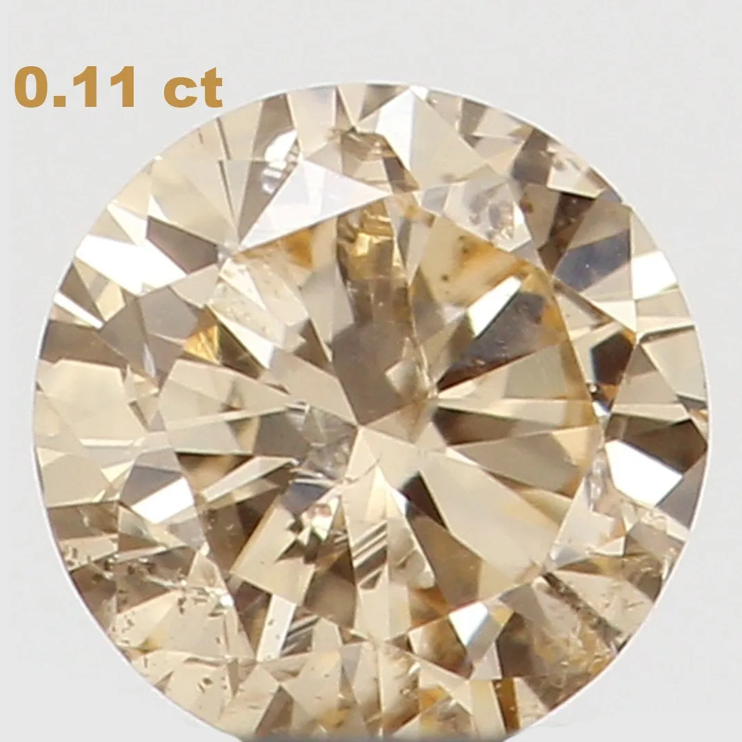 0.11 Ct Natural Loose Diamond, Orange Diamond, Round Diamond, Round Brilliant Cut Diamond, Sparkling Diamond, Rustic Diamond L50