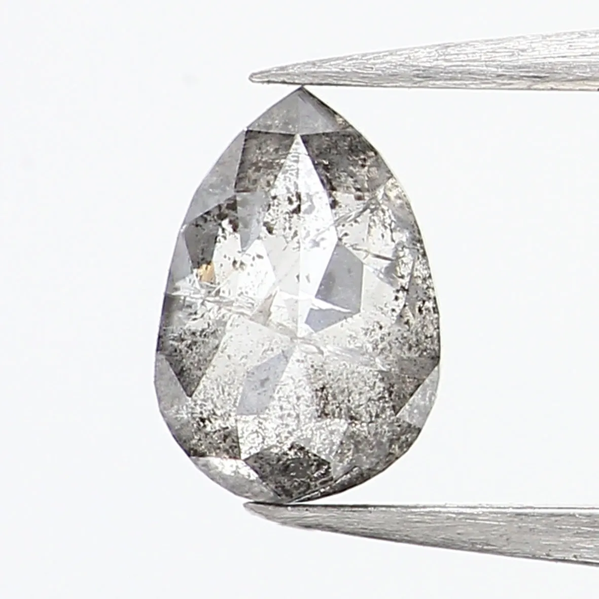 0.39 CT Natural Loose Diamond, Pear Cut Diamond, Salt And Pepper Diamond, Black Diamond, Grey Diamond, Real Galaxy Rose Cut Diam