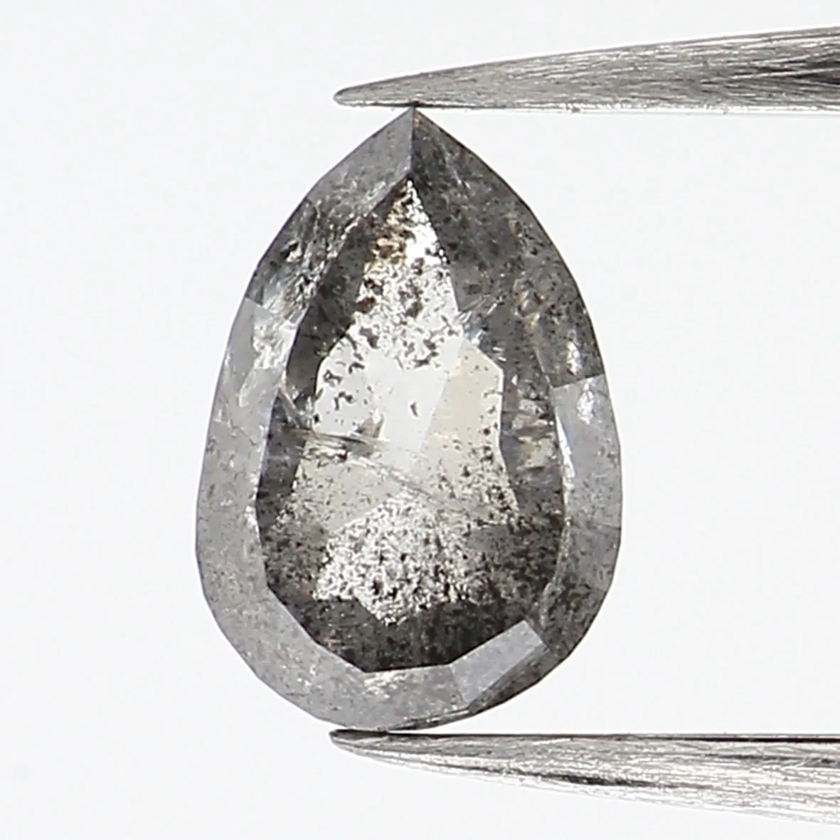 0.39 CT Natural Loose Diamond, Pear Cut Diamond, Salt And Pepper Diamond, Black Diamond, Grey Diamond, Real Galaxy Rose Cut Diam