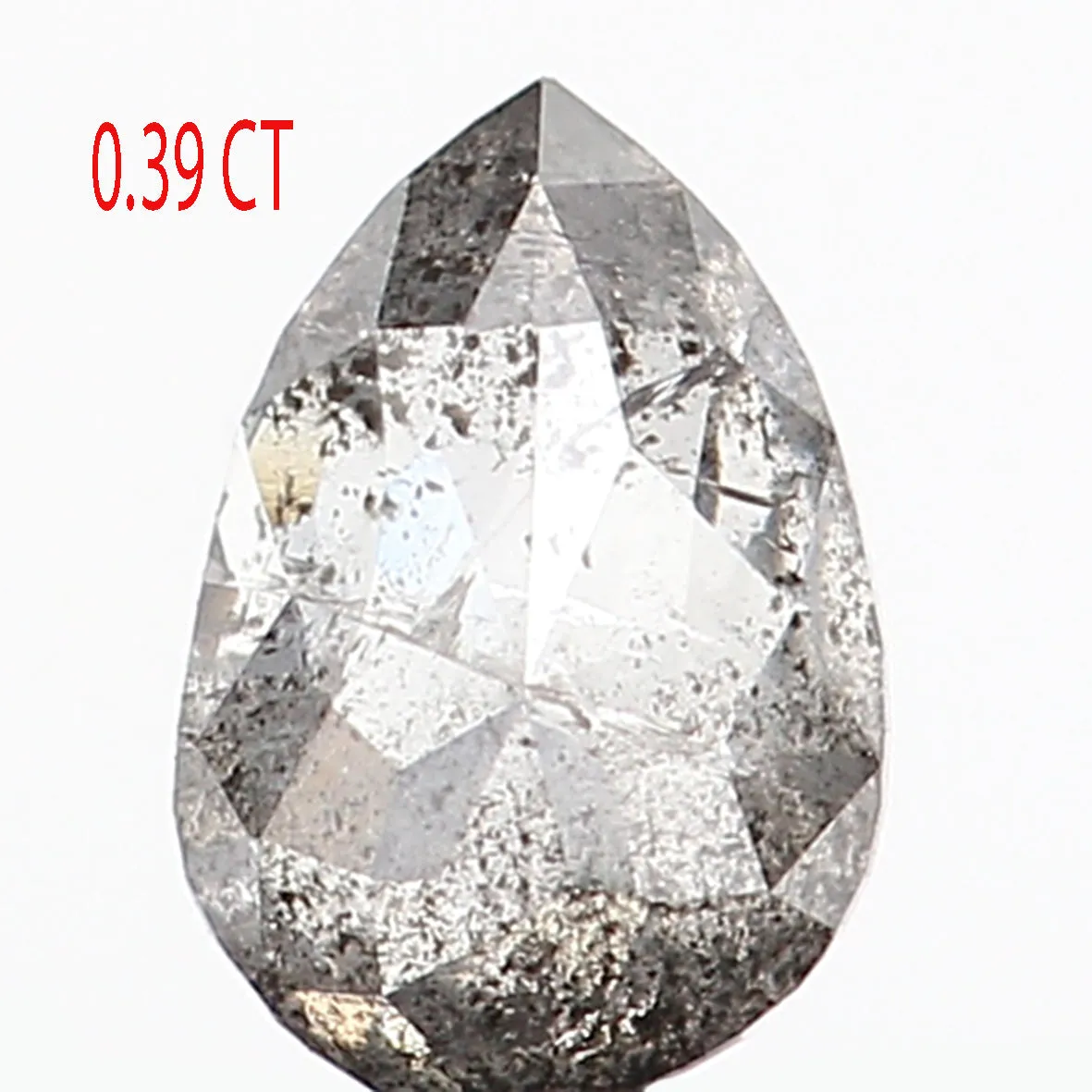 0.39 CT Natural Loose Diamond, Pear Cut Diamond, Salt And Pepper Diamond, Black Diamond, Grey Diamond, Real Galaxy Rose Cut Diam