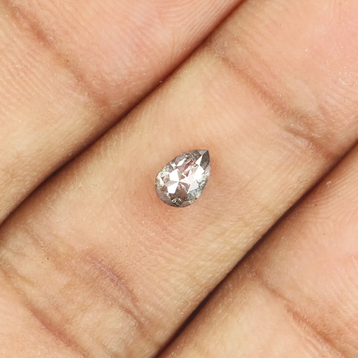 0.39 CT Natural Loose Diamond, Pear Cut Diamond, Salt And Pepper Diamond, Black Diamond, Grey Diamond, Real Galaxy Rose Cut Diam