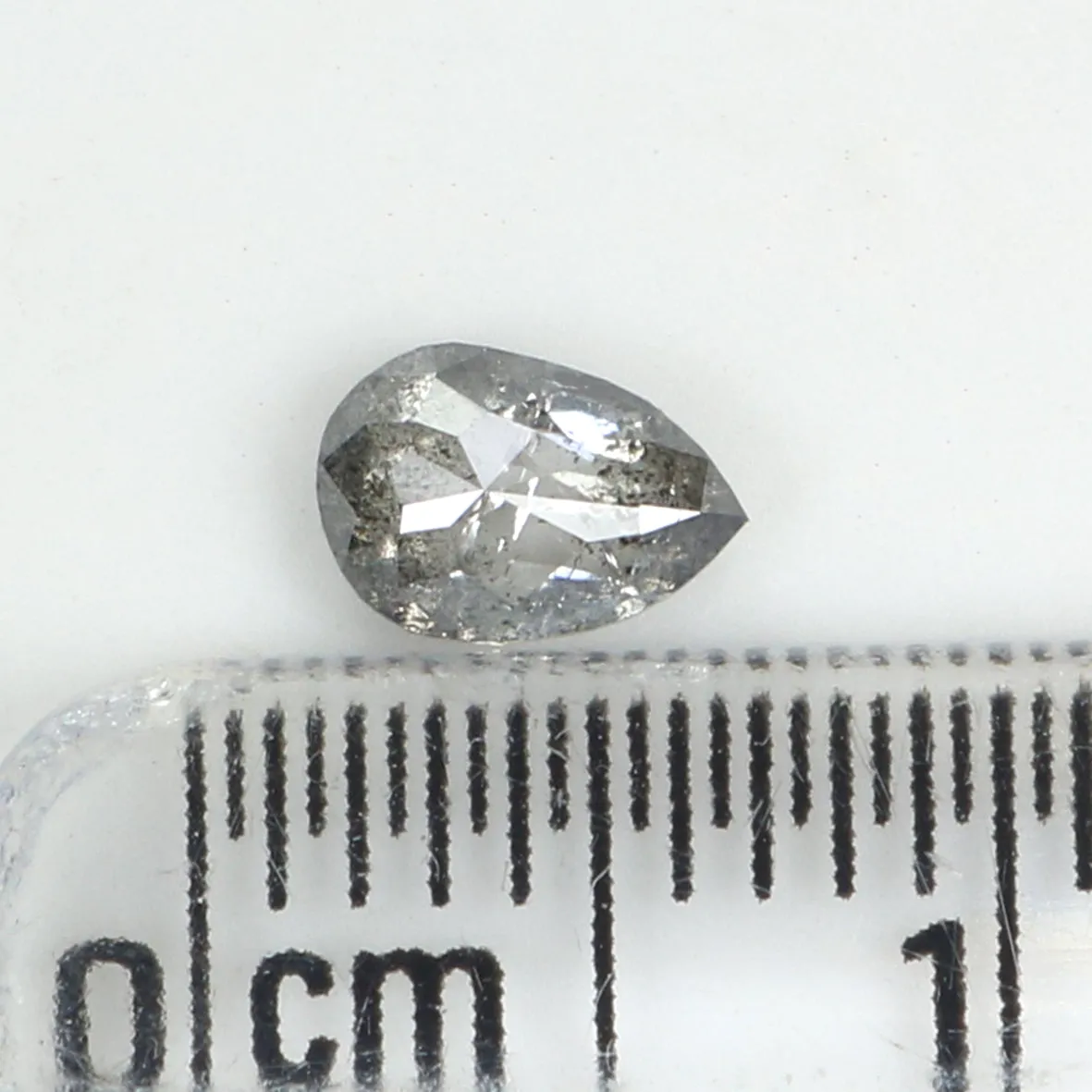 0.39 CT Natural Loose Diamond, Pear Cut Diamond, Salt And Pepper Diamond, Black Diamond, Grey Diamond, Real Galaxy Rose Cut Diam