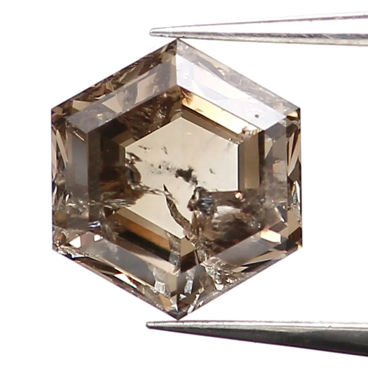 0.53 Ct Natural Loose Diamond, Hexagon Diamond, Salt and Pepper Diamond, Brown Diamond, Polished Diamond, Rose Cut Diamond L9661