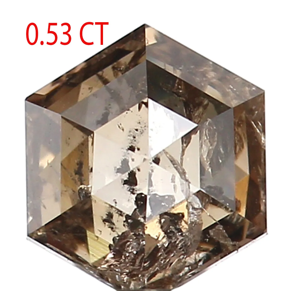 0.53 Ct Natural Loose Diamond, Hexagon Diamond, Salt and Pepper Diamond, Brown Diamond, Polished Diamond, Rose Cut Diamond L9661