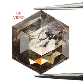 0.53 Ct Natural Loose Diamond, Hexagon Diamond, Salt and Pepper Diamond, Brown Diamond, Polished Diamond, Rose Cut Diamond L9661