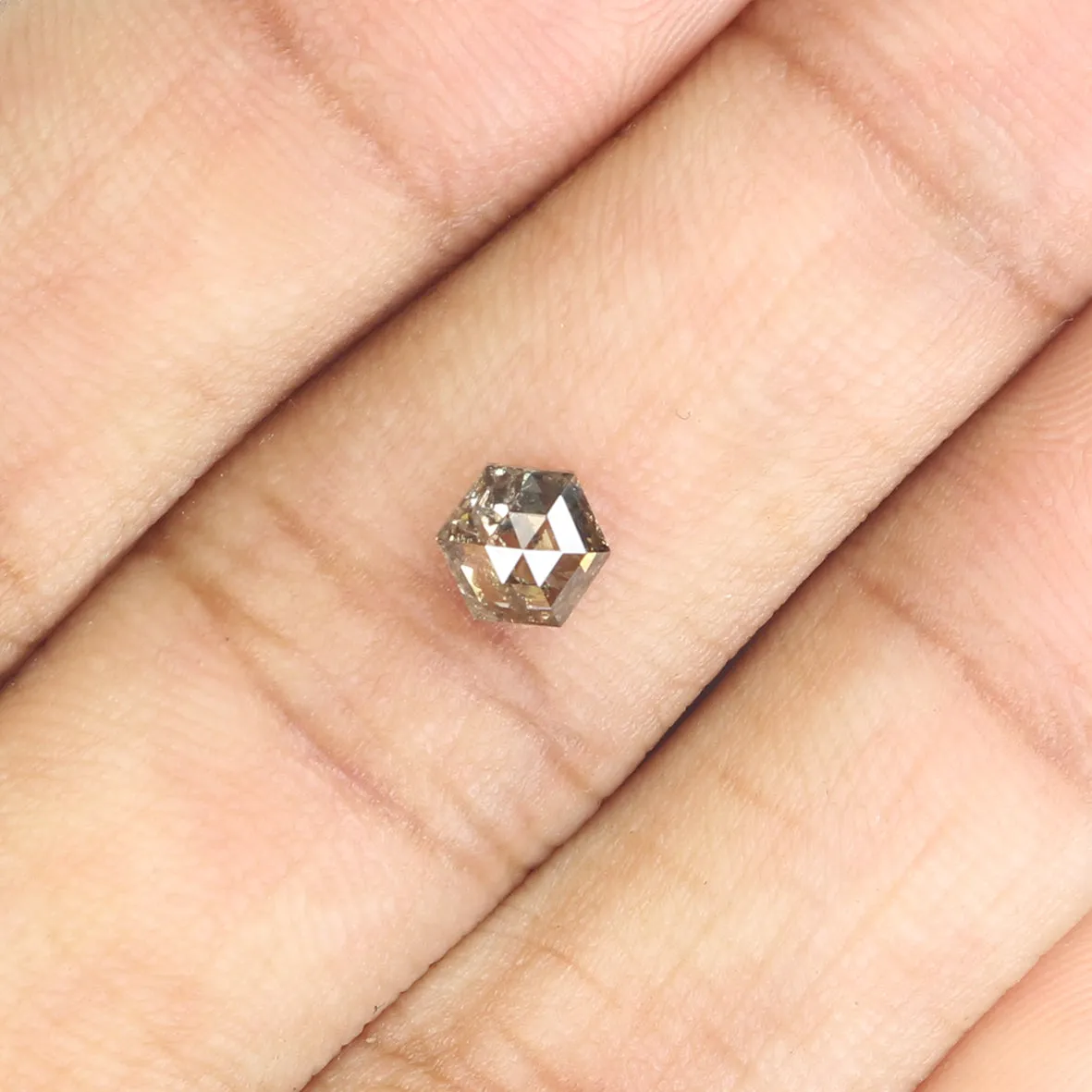 0.53 Ct Natural Loose Diamond, Hexagon Diamond, Salt and Pepper Diamond, Brown Diamond, Polished Diamond, Rose Cut Diamond L9661