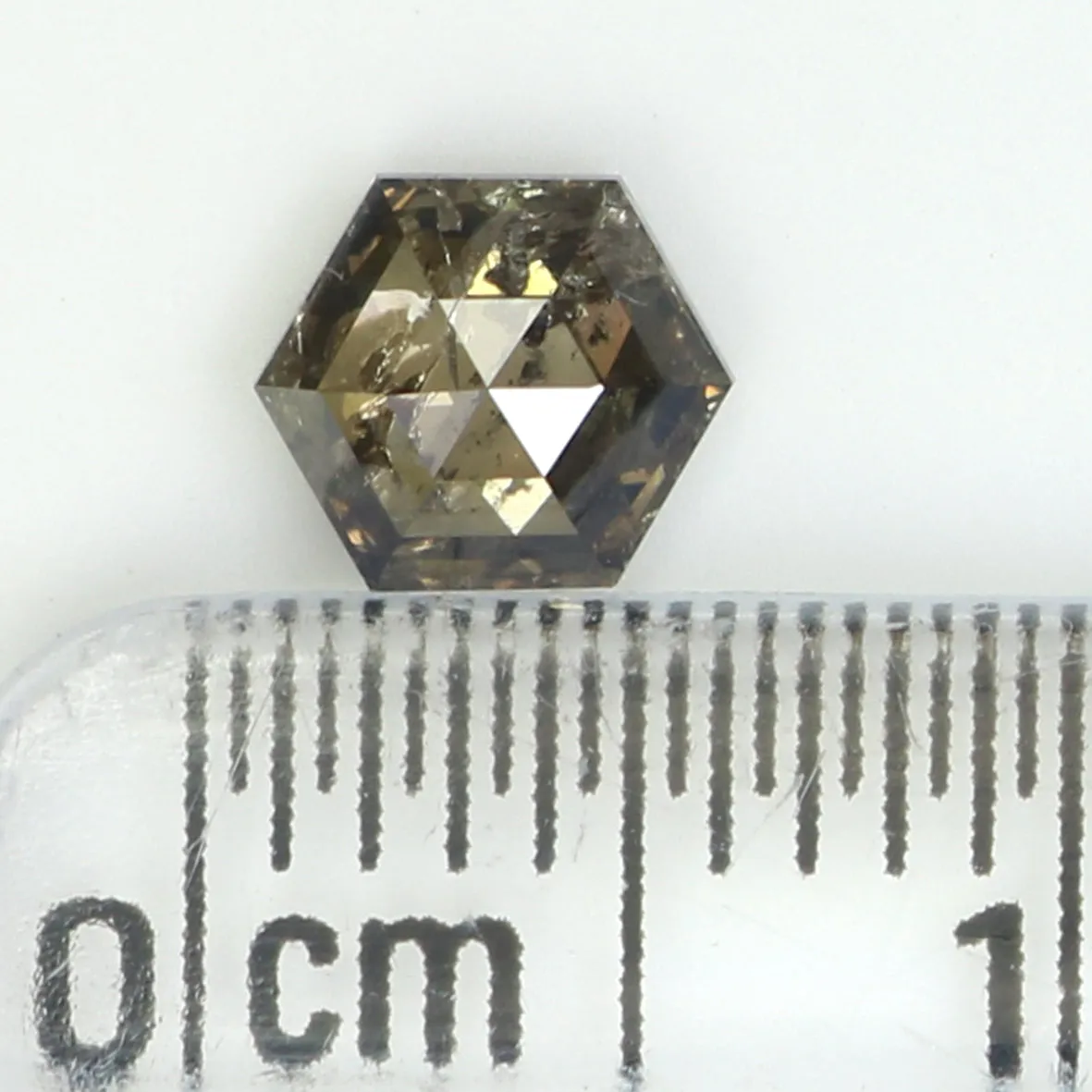 0.53 Ct Natural Loose Diamond, Hexagon Diamond, Salt and Pepper Diamond, Brown Diamond, Polished Diamond, Rose Cut Diamond L9661