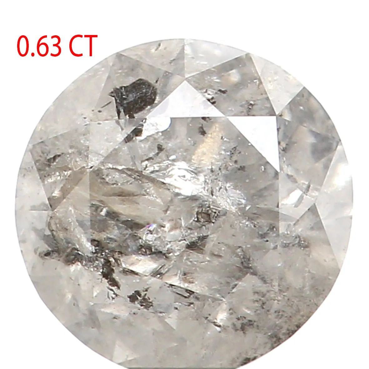 0.63 Ct Natural Loose Diamond, Grey Diamond, Round Diamond, Round Brilliant Cut Diamond, Sparkling Diamond, Rustic Diamond L532