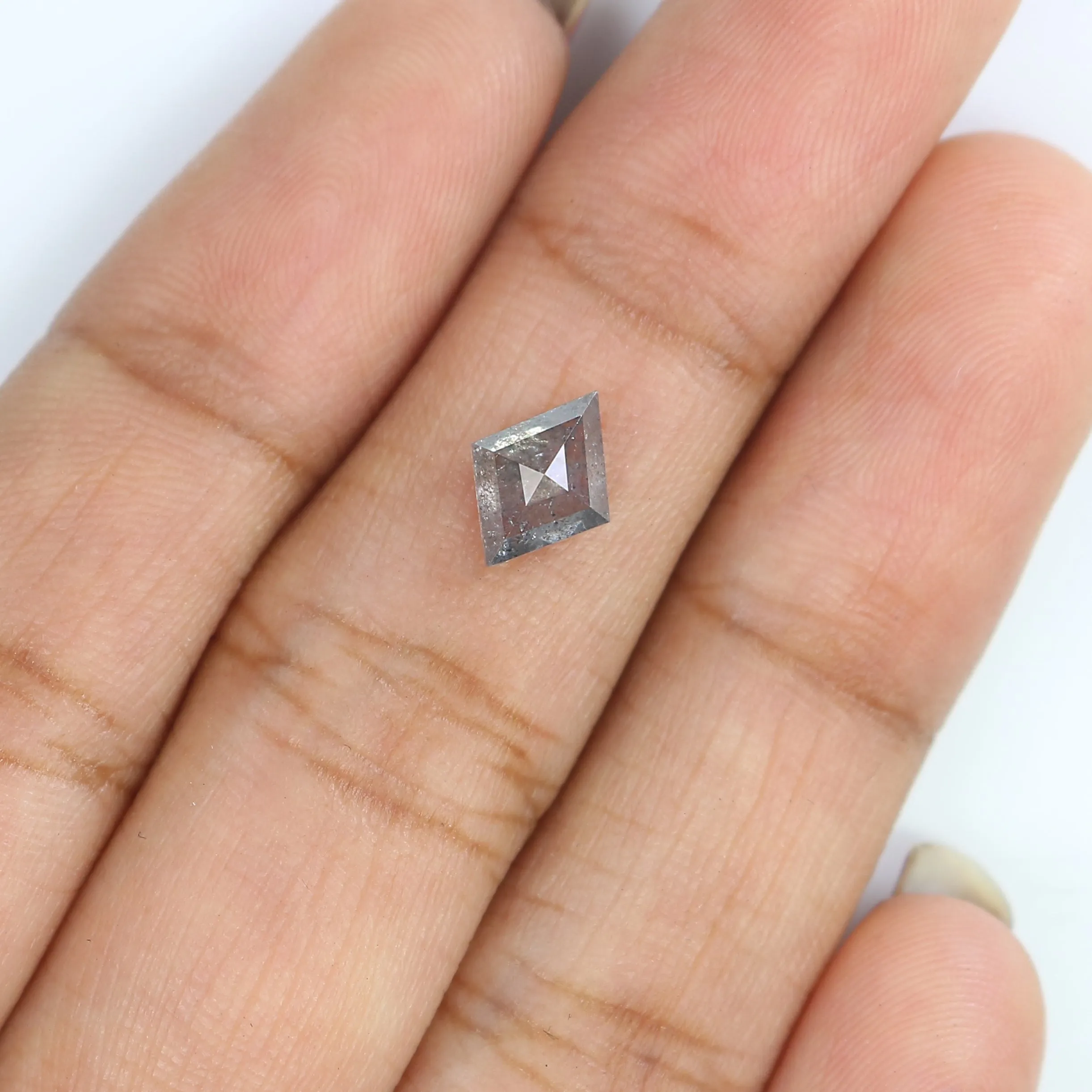 0.97 Ct Natural Loose Kite Shape Diamond Salt And Pepper Kite Diamond 8.25 MM Natural Diamond Black Grey Color Kite Rose Cut Dia