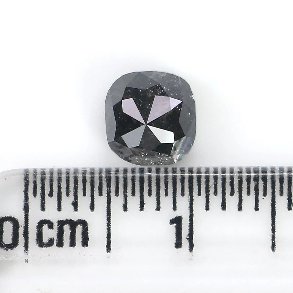 1.00 Ct Natural Loose Cushion Shape Diamond Salt And Pepper Diamond 5.75 MM Natural Diamond Black Grey Color Cushion Rose Cut Di