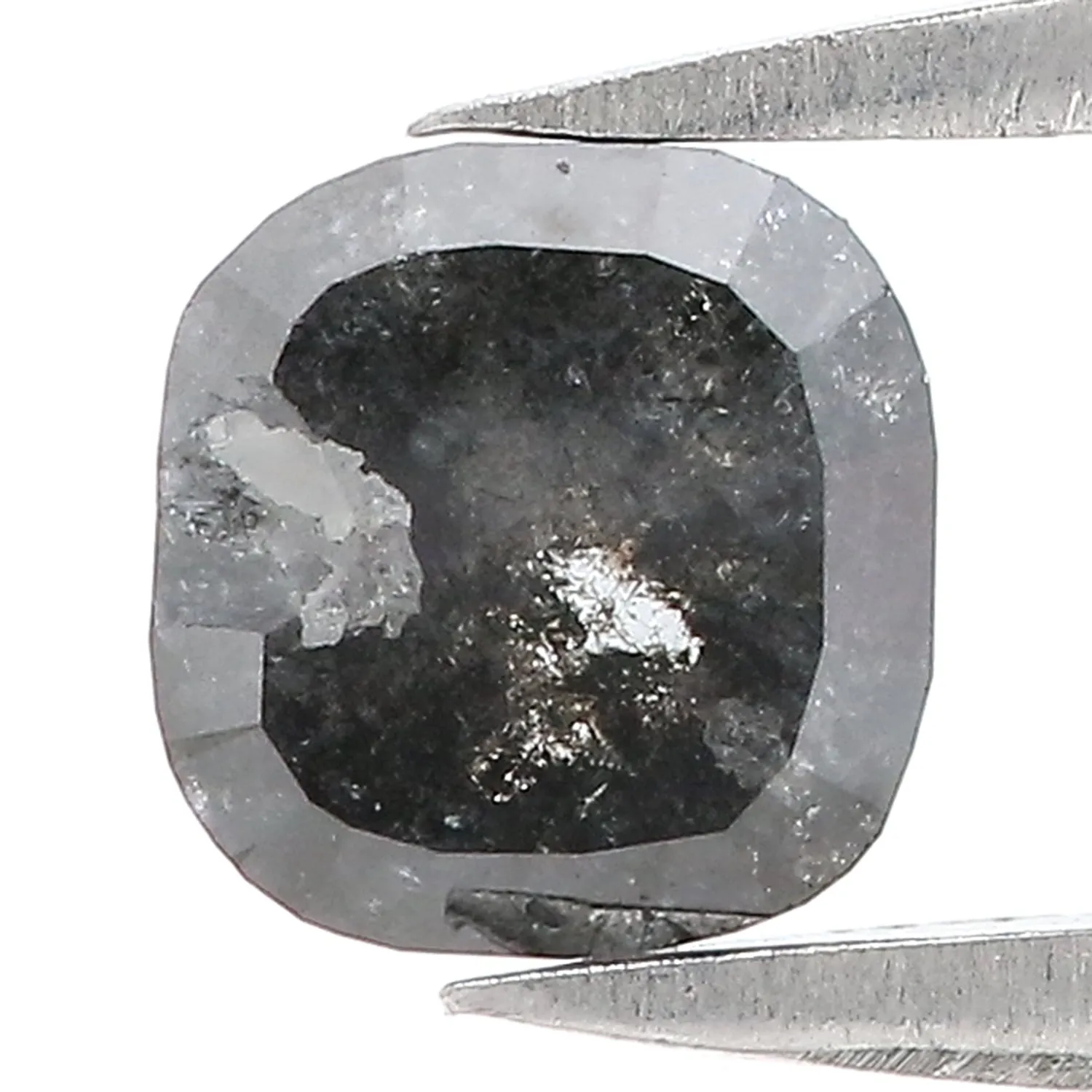 1.00 Ct Natural Loose Cushion Shape Diamond Salt And Pepper Diamond 5.75 MM Natural Diamond Black Grey Color Cushion Rose Cut Di