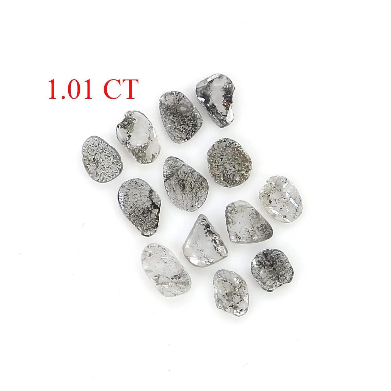 1.01 Ct Natural Loose Slice Shape Diamond Slice Salt And Pepper Diamond 3.05 MM Slice Natural Loose Diamond Slice Black Grey Dia