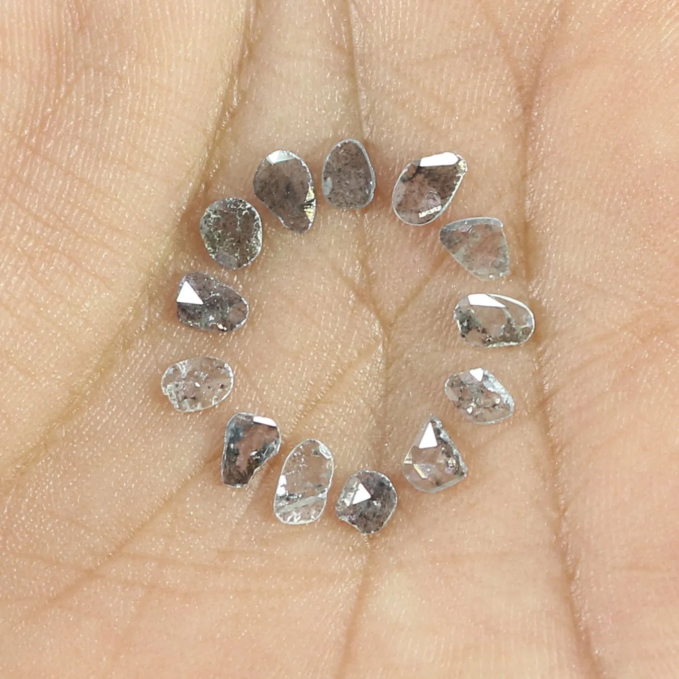 1.01 Ct Natural Loose Slice Shape Diamond Slice Salt And Pepper Diamond 3.05 MM Slice Natural Loose Diamond Slice Black Grey Dia