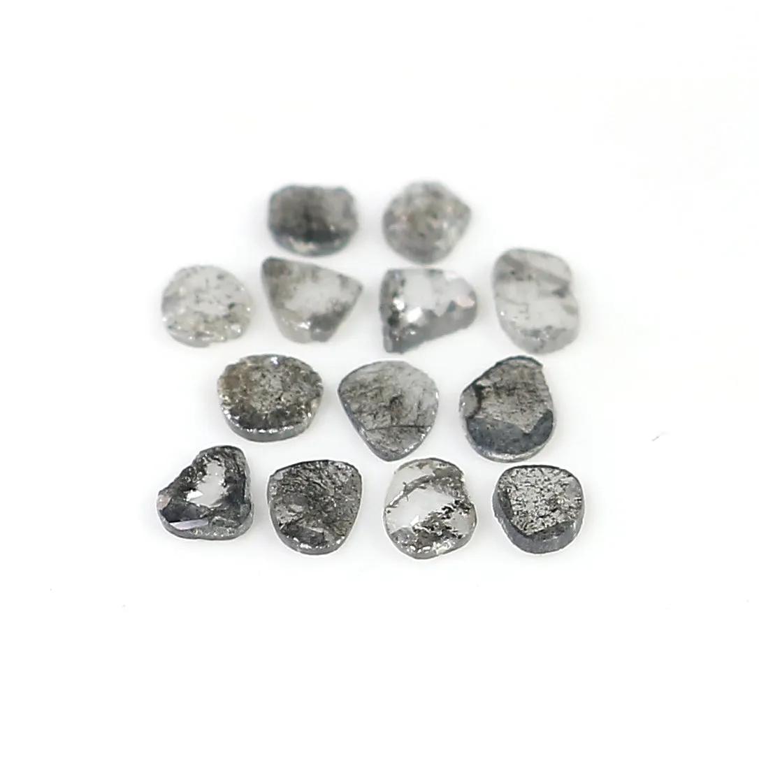 1.01 Ct Natural Loose Slice Shape Diamond Slice Salt And Pepper Diamond 3.05 MM Slice Natural Loose Diamond Slice Black Grey Dia