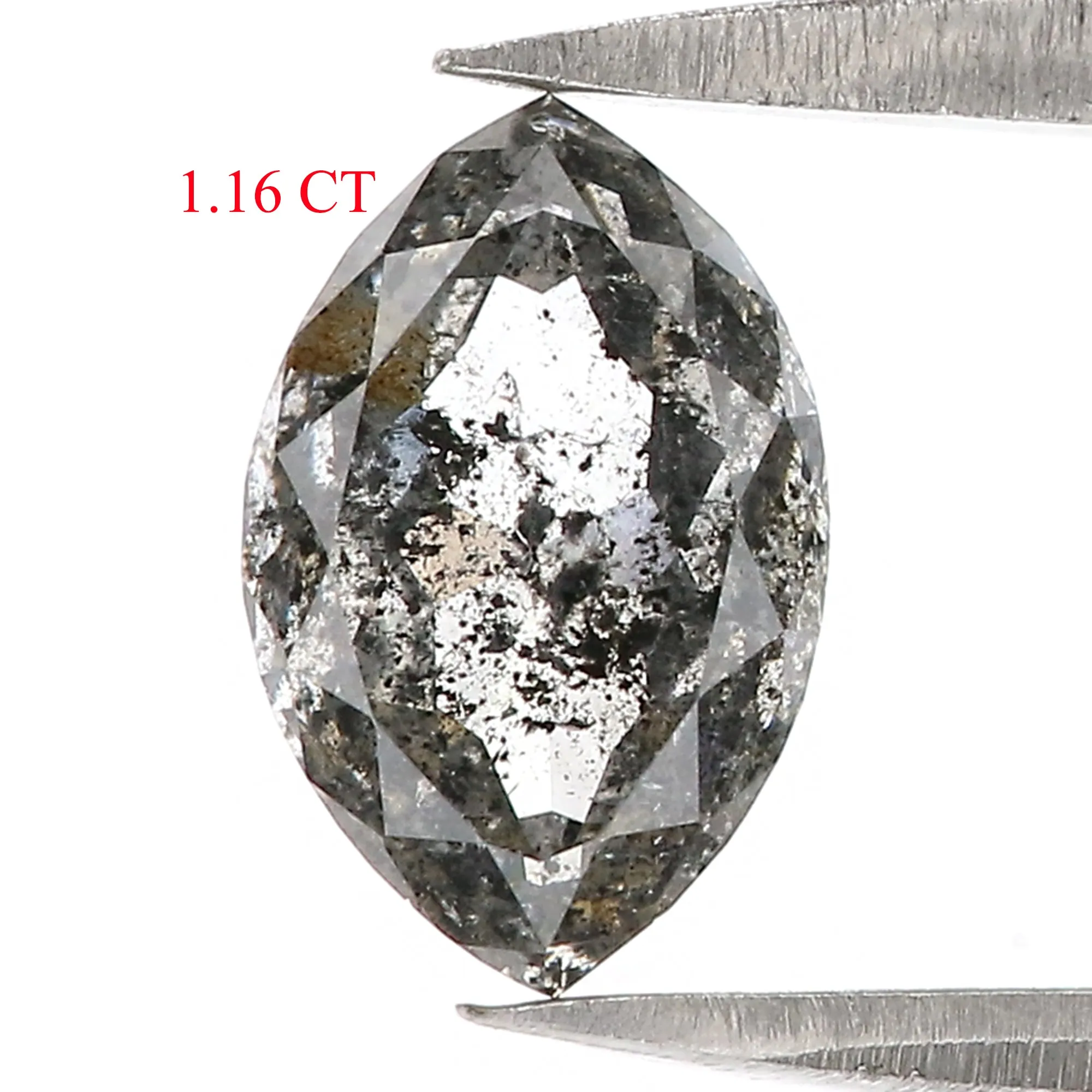 1.16 CT Natural Loose Marquise Shape Diamond Salt And Pepper Marquise Rose Cut Diamond 8.60 MM Black Grey Color Marquise Cut Dia