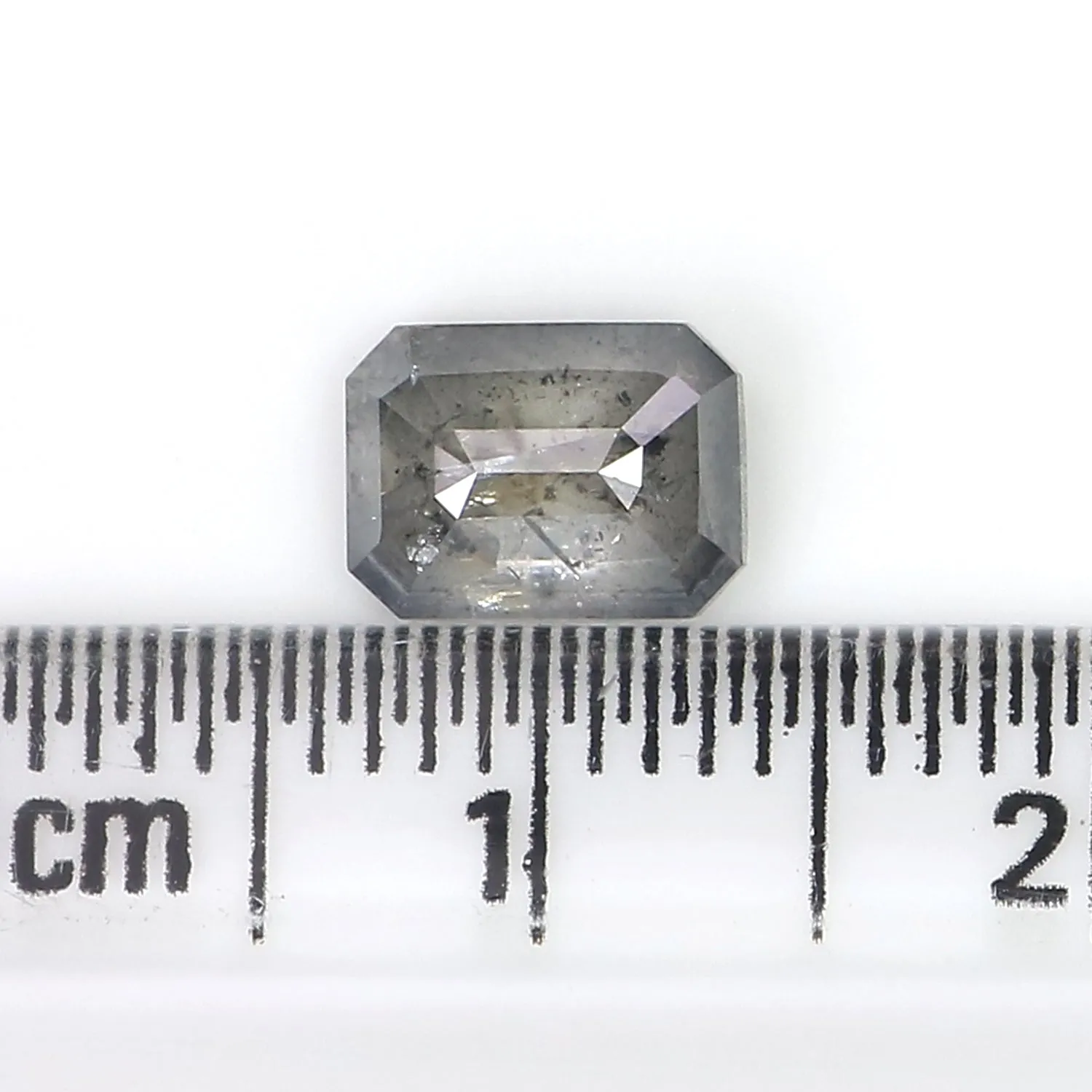 1.27 CT Natural Loose Emerald Shape Diamond Salt And Pepper Emerald Diamond 7.15 MM Natural Black Grey Color Emerald Rose Cut Di