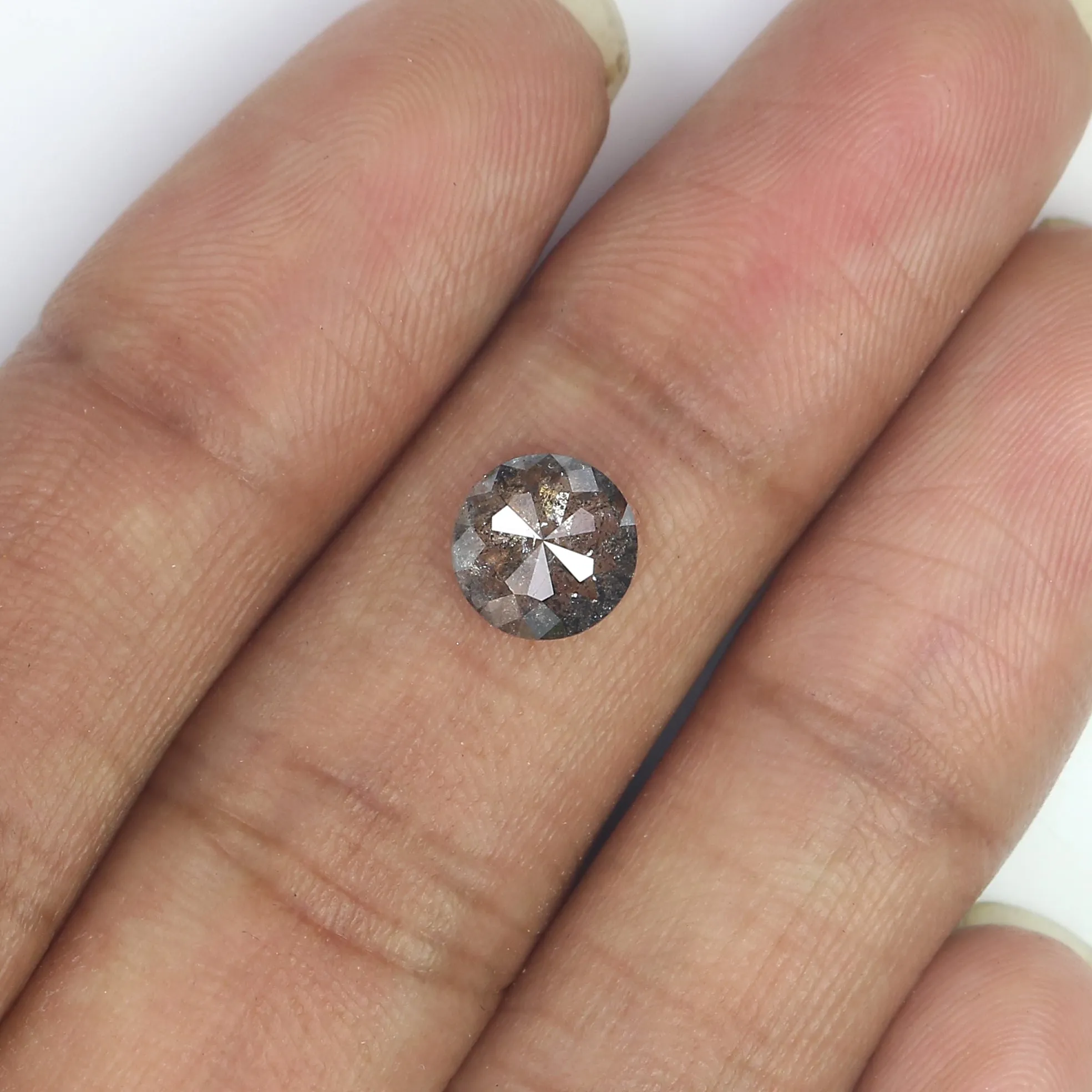 1.33 Ct Natural Loose Round Rose Cut Diamond Salt And Pepper Round Diamond 7.35 MM Natural Black Grey Color Diamond Rose Cut Dia