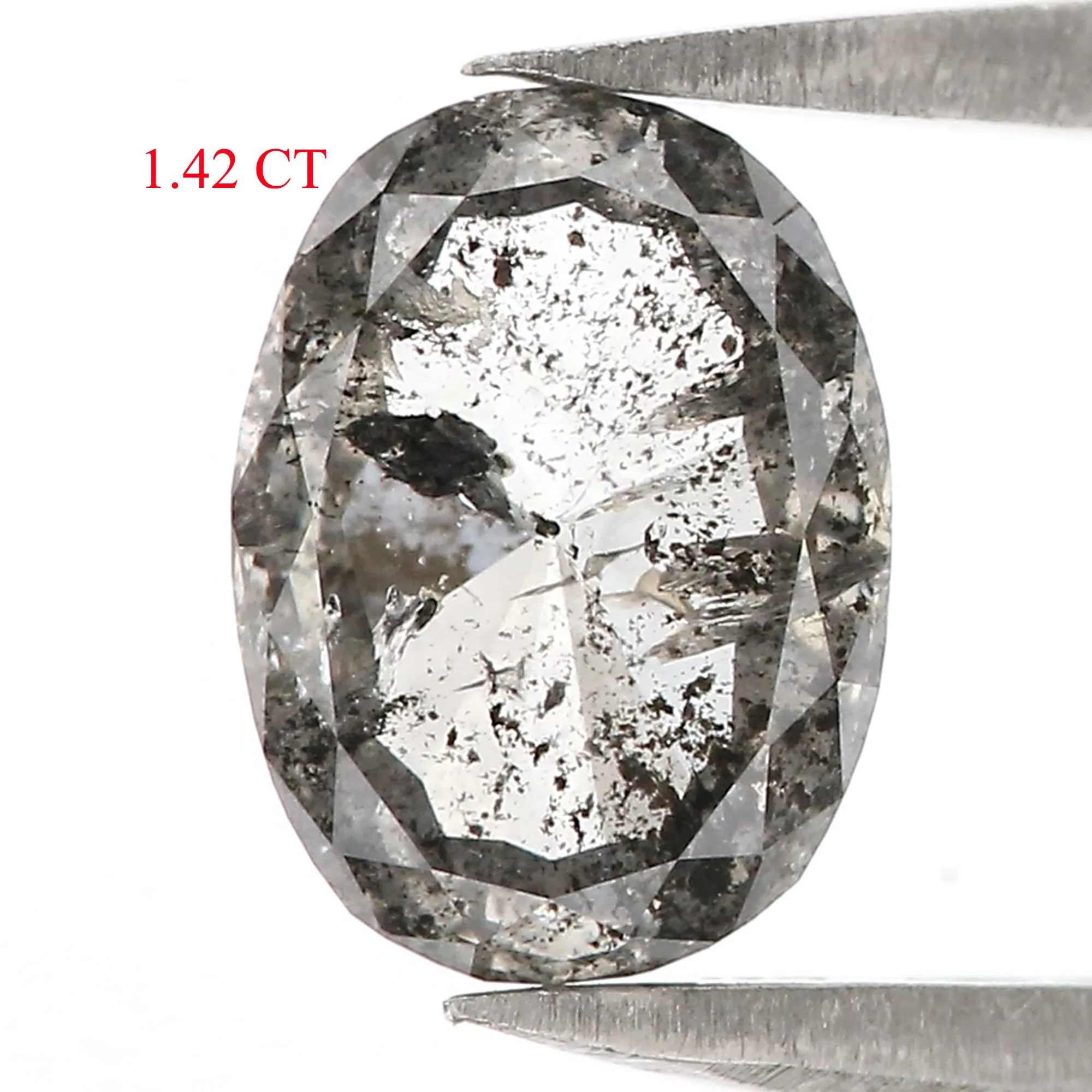 1.42 Ct Natural Loose Oval Shape Diamond Salt And Pepper Oval Cut Diamond 8.20 MM Natural Loose Diamond Oval Shape Rose Cut Diam