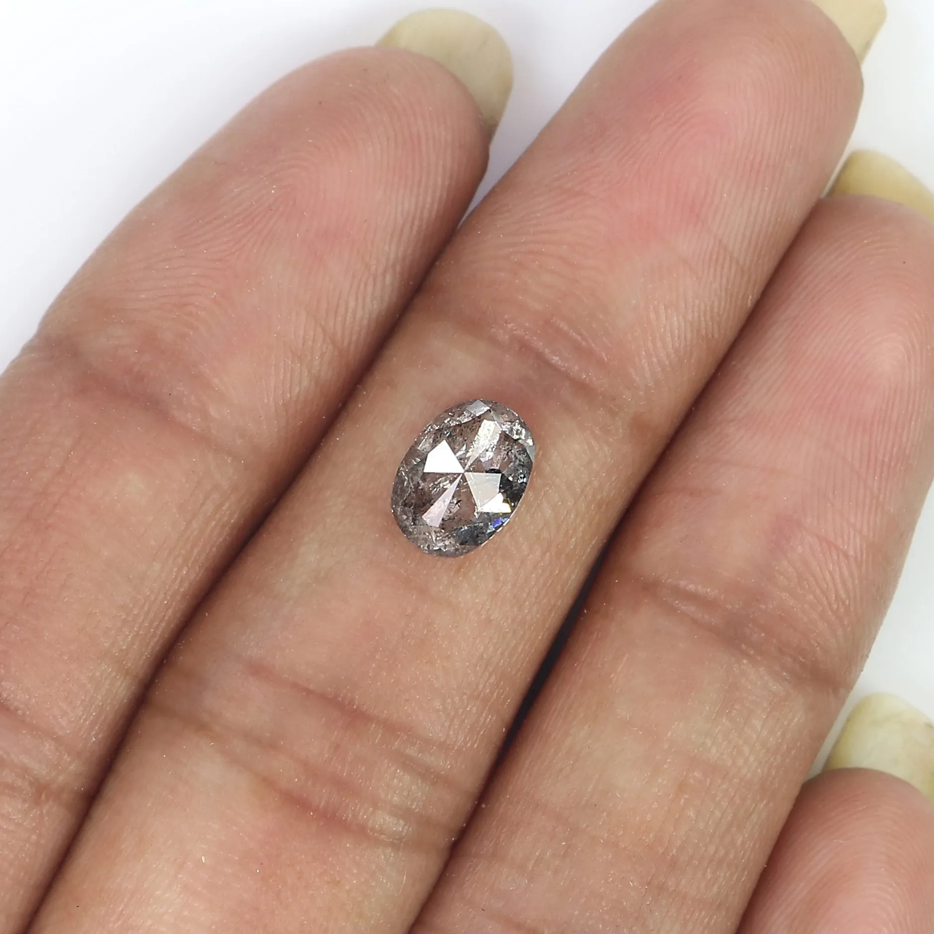 1.42 Ct Natural Loose Oval Shape Diamond Salt And Pepper Oval Cut Diamond 8.20 MM Natural Loose Diamond Oval Shape Rose Cut Diam