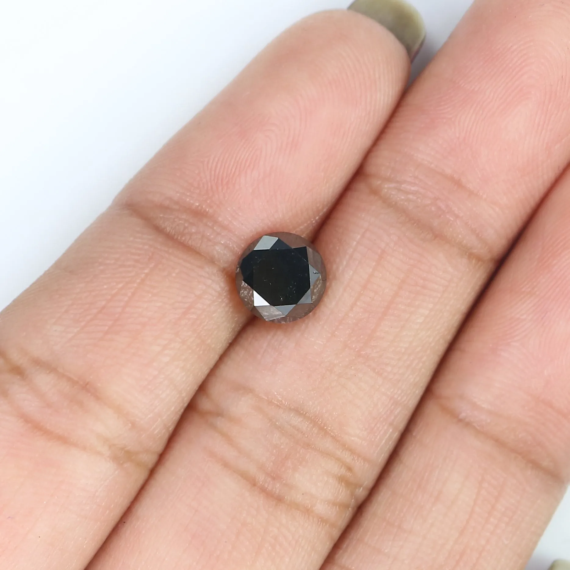 1.43 Ct Natural Loose Round Shape Diamond Black Color Diamond 6.55 MM Natural Loose Diamond Black Color Round Brilliant Cut Diam