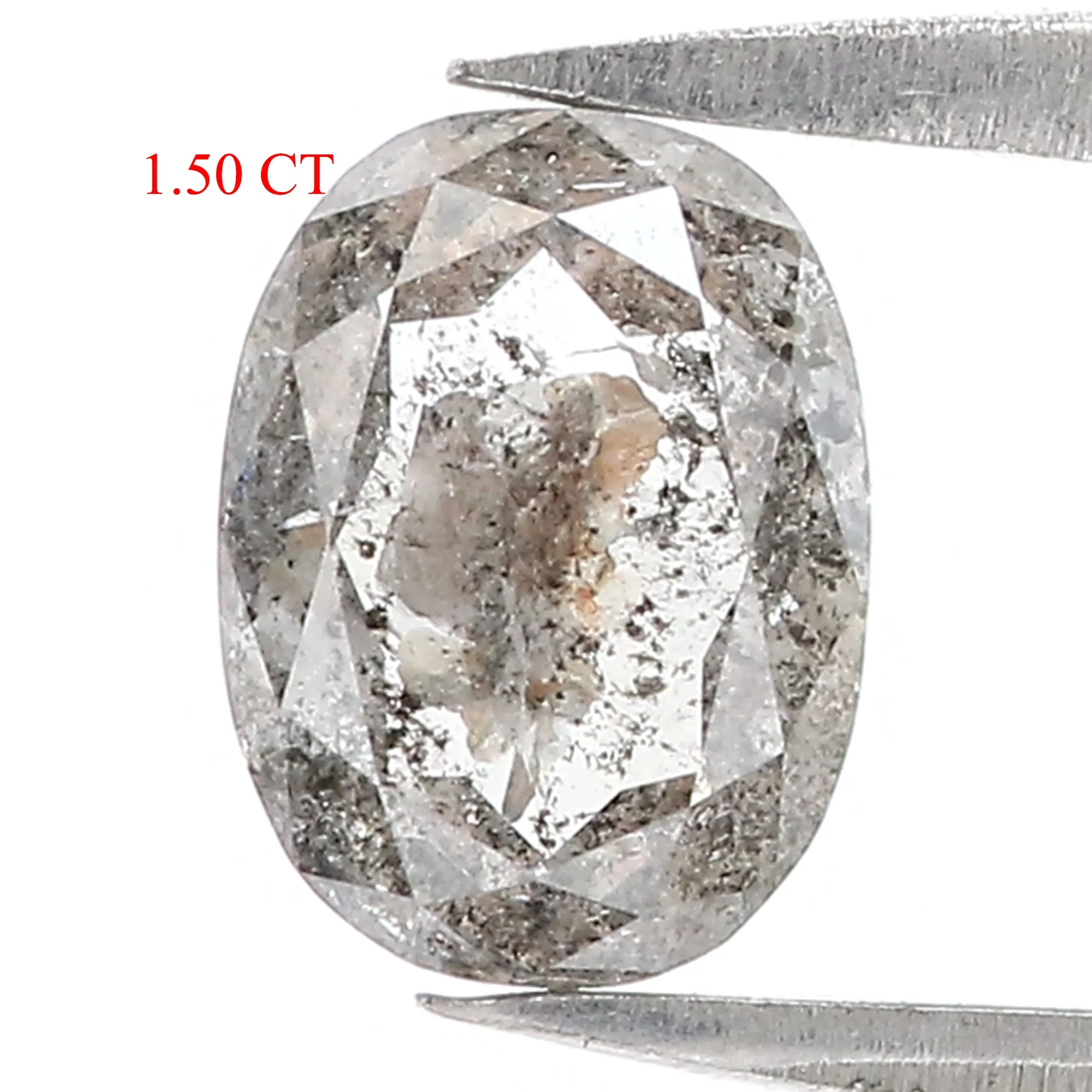 1.50 CT Natural Loose Oval Shape Diamond Salt And Pepper Oval Cut Diamond 7.75 MM Natural Loose Black Grey Color Oval Rose Cut D