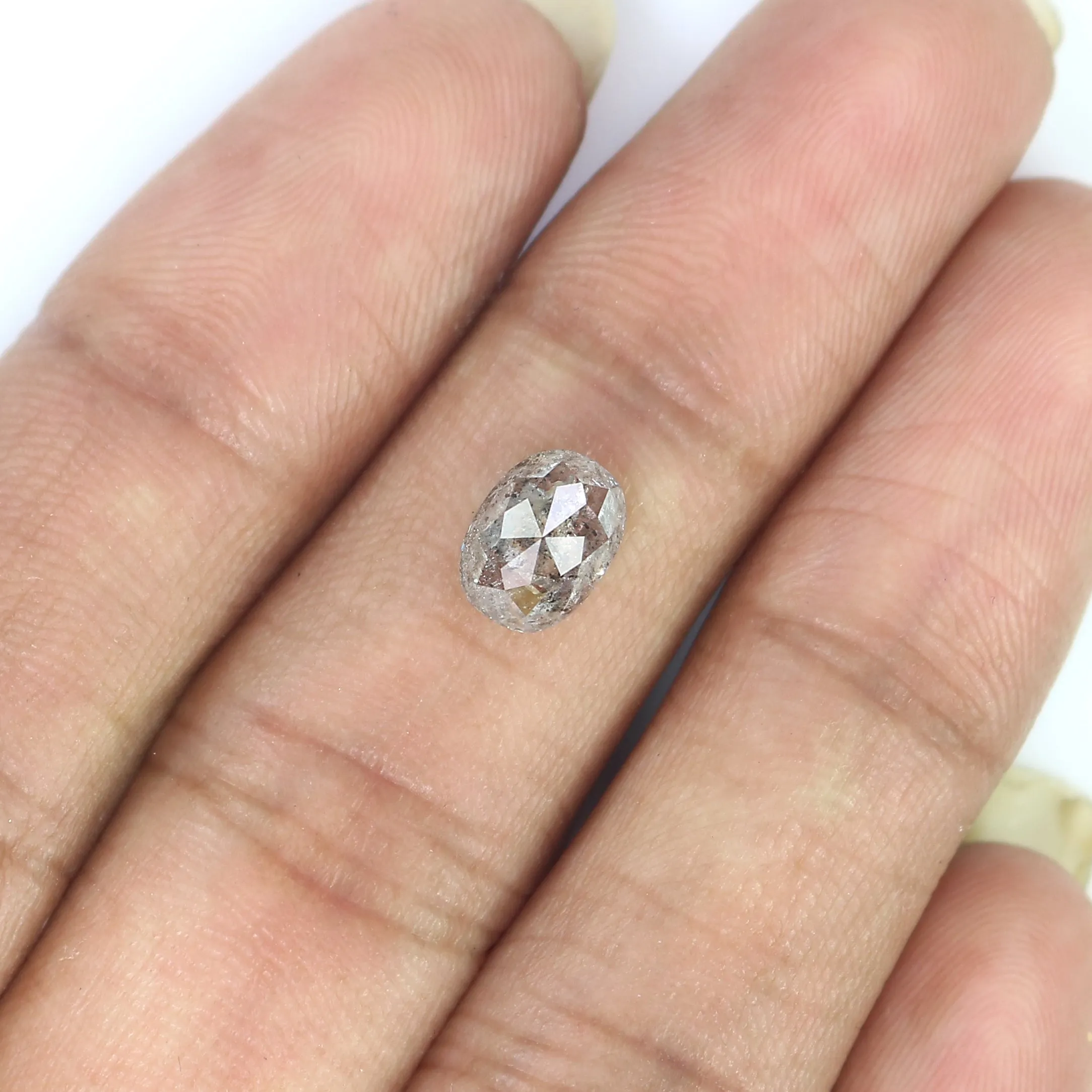 1.50 CT Natural Loose Oval Shape Diamond Salt And Pepper Oval Cut Diamond 7.75 MM Natural Loose Black Grey Color Oval Rose Cut D