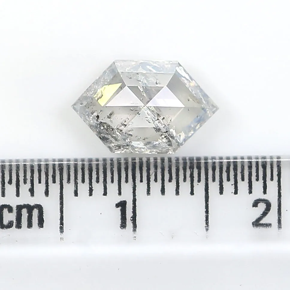 1.85 CT Natural Loose Hexagon Shape Diamond Salt And Pepper Hexagon Diamond 10.20 MM Natural Black Grey Color Hexagon Rose Cut D