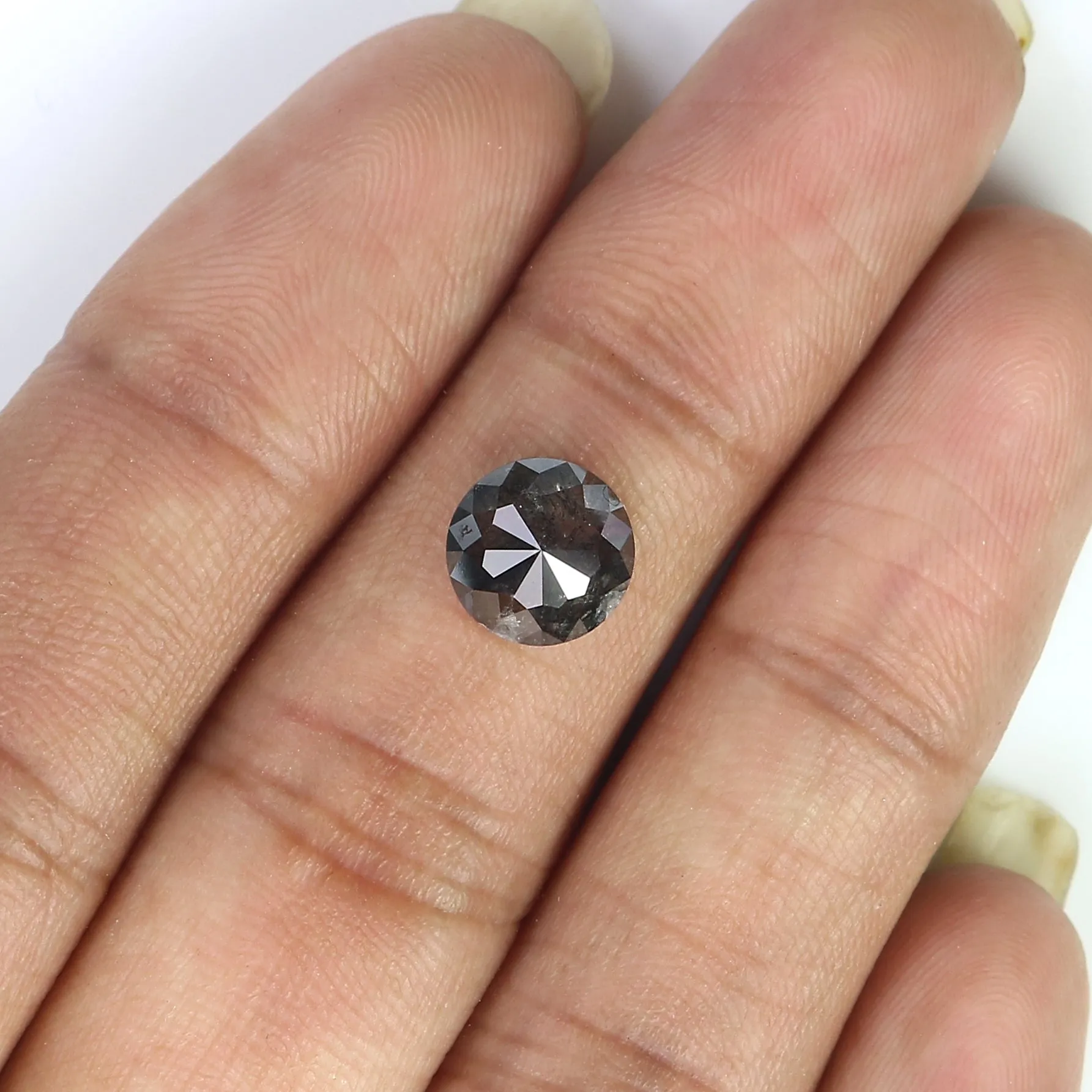 1.91 CT Natural Loose Round Rose Cut Diamond Salt And Pepper Round Diamond 8.05 MM Natural Loose Black Grey Color Rose Cut Diamo