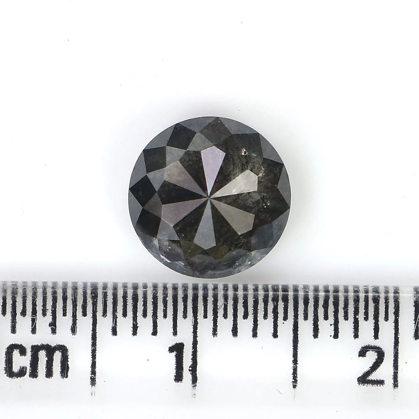 1.91 CT Natural Loose Round Rose Cut Diamond Salt And Pepper Round Diamond 8.05 MM Natural Loose Black Grey Color Rose Cut Diamo