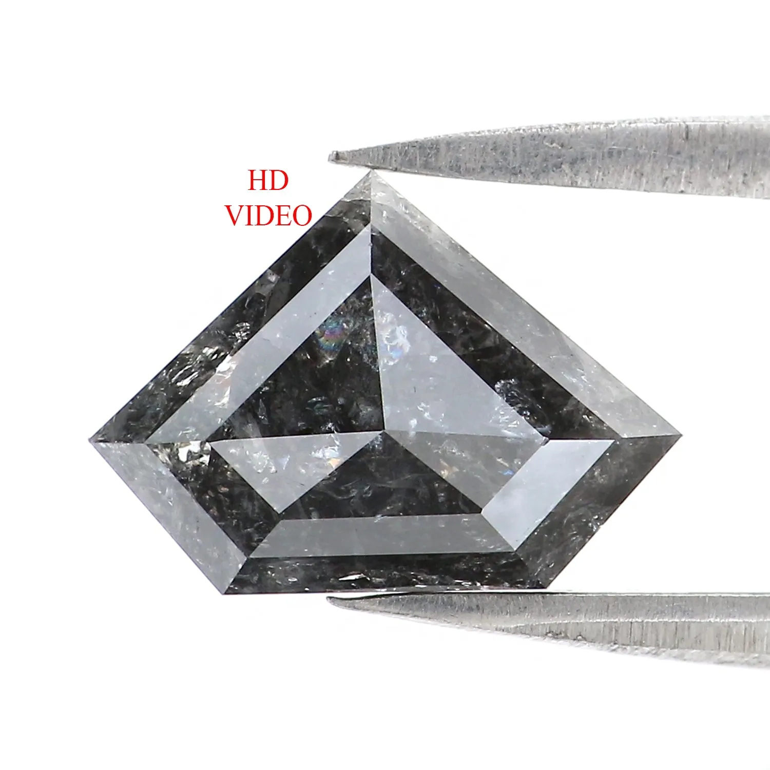 2.05 Ct Natural Loose Shield Shape Diamond Salt And Pepper Shield Cut Diamond 7.50 MM Natural Black Gray Color Shield Rose Cut D