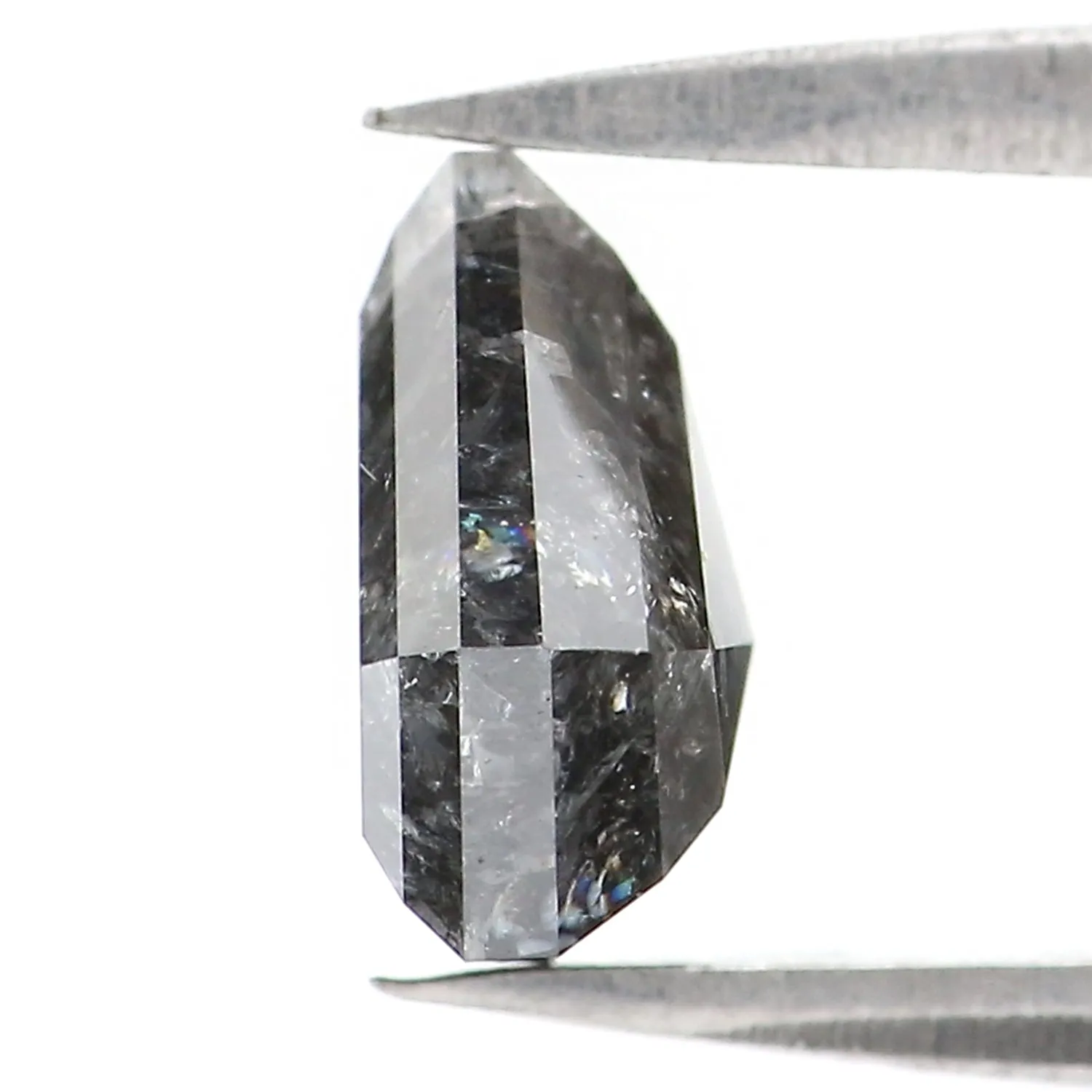 2.05 Ct Natural Loose Shield Shape Diamond Salt And Pepper Shield Cut Diamond 7.50 MM Natural Black Gray Color Shield Rose Cut D