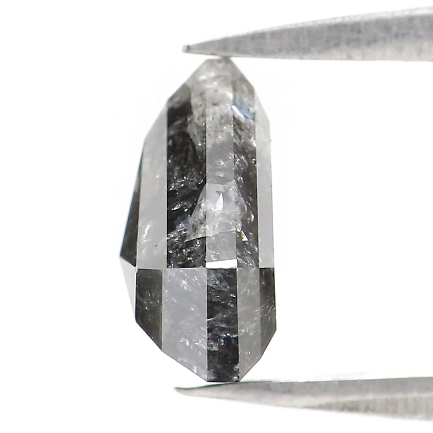 2.05 Ct Natural Loose Shield Shape Diamond Salt And Pepper Shield Cut Diamond 7.50 MM Natural Black Gray Color Shield Rose Cut D