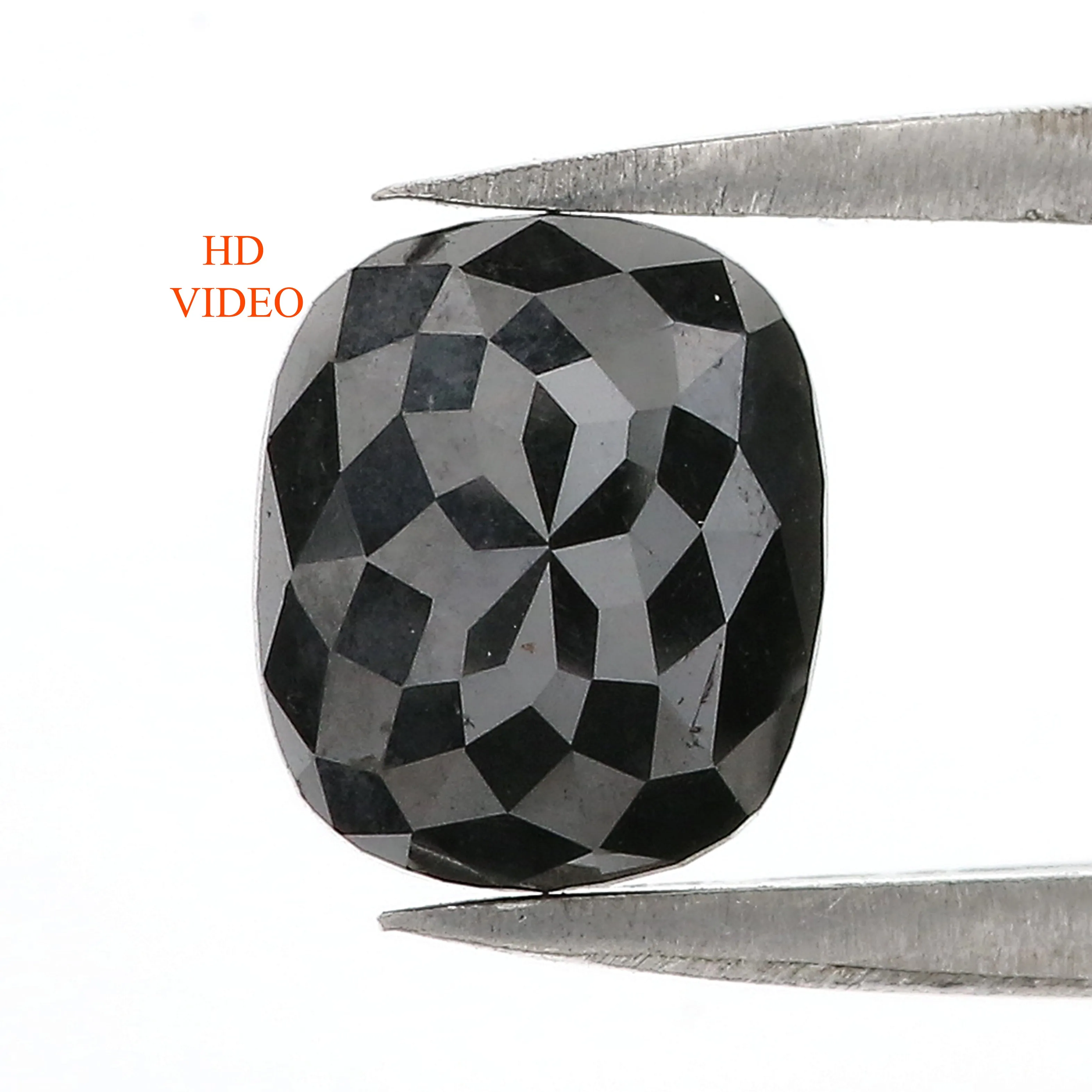 2.21 CT Natural Loose Cushion Shape Diamond Black Color Cushion Rose Cut Diamond 8.27 MM Natural Cushion Shape Black Color Diamo