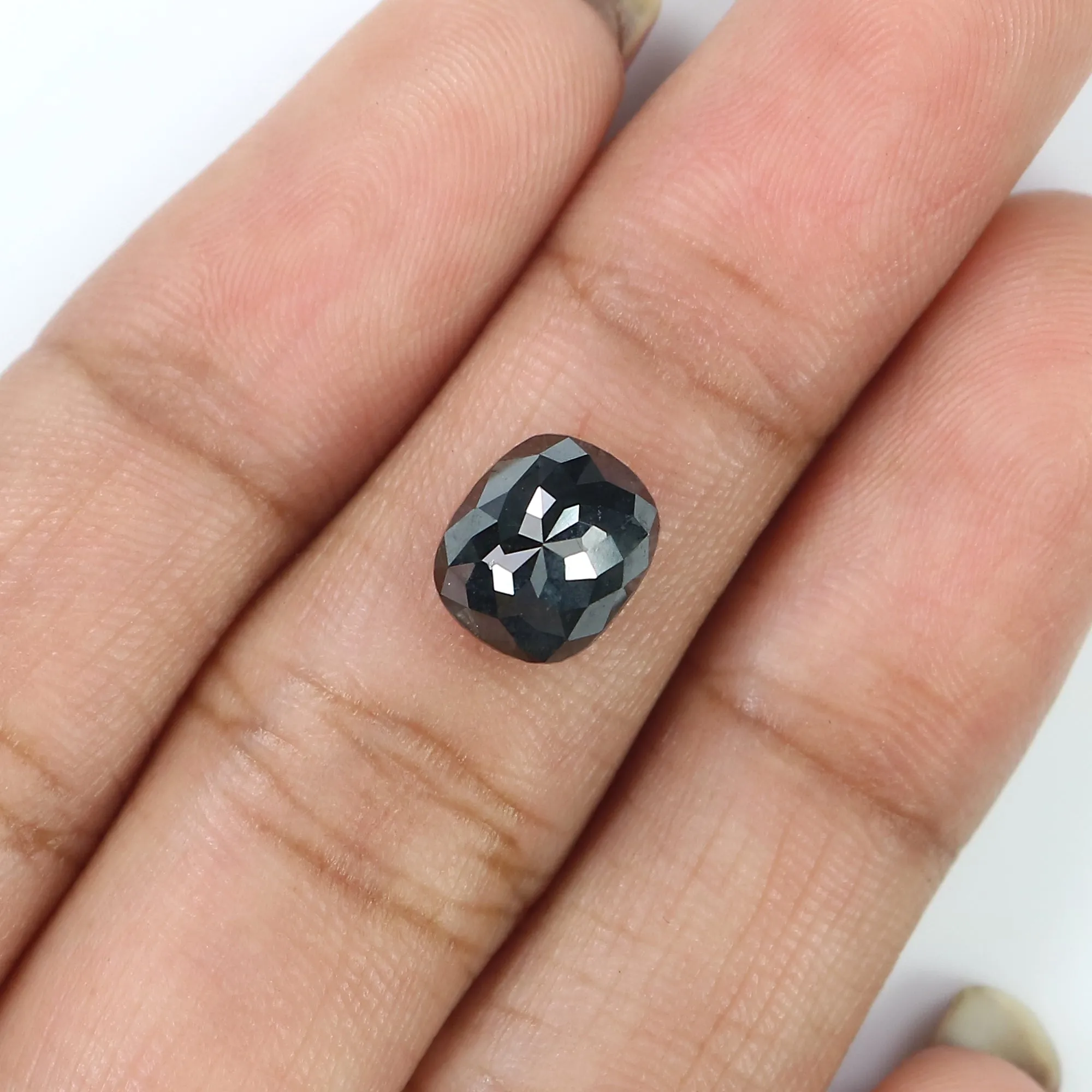 2.21 CT Natural Loose Cushion Shape Diamond Black Color Cushion Rose Cut Diamond 8.27 MM Natural Cushion Shape Black Color Diamo