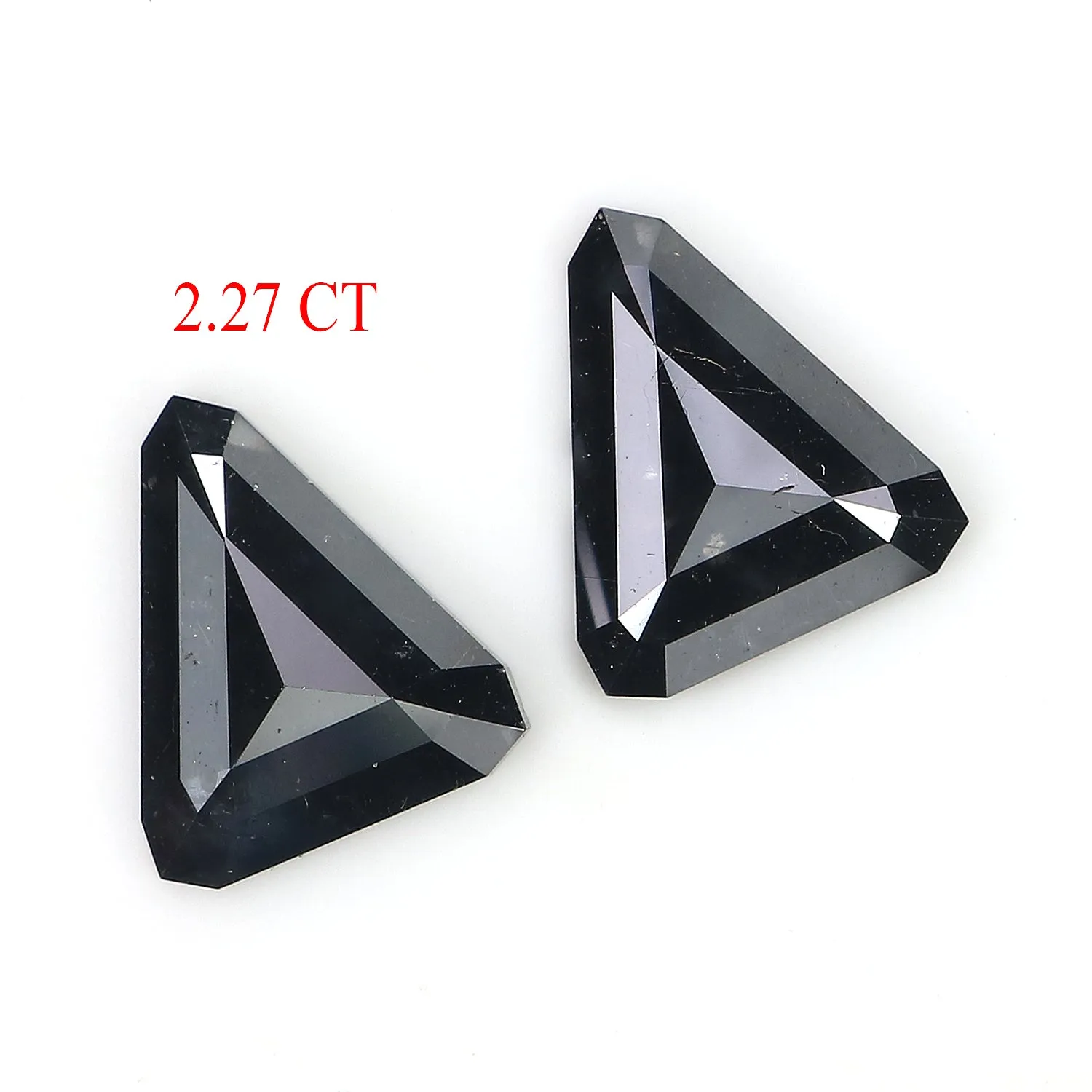 2.27 Ct Natural Loose Triangle Shape Pair Diamond Black Color Diamond 9.25 MM Natural Triangle Diamond Triangle Cut Pair Diamond