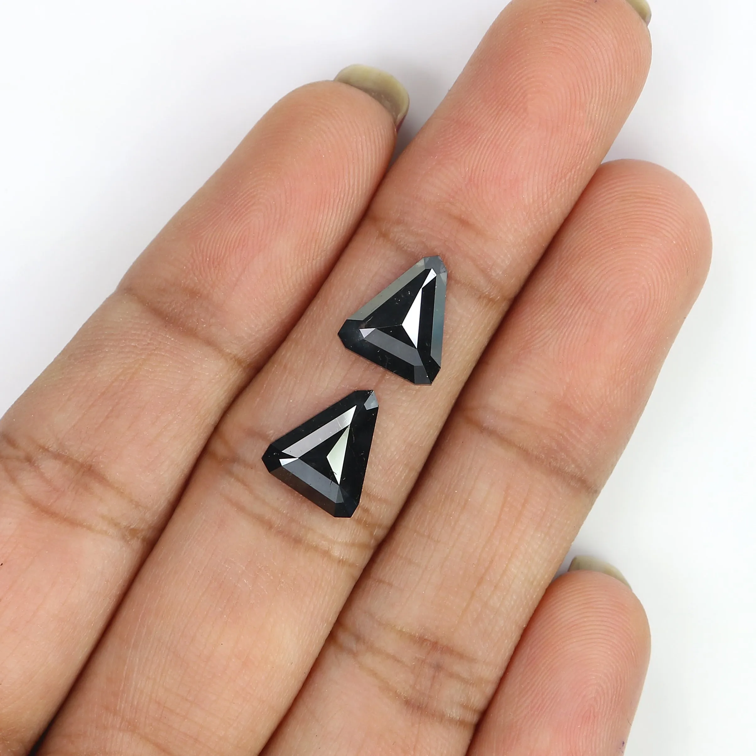 2.27 Ct Natural Loose Triangle Shape Pair Diamond Black Color Diamond 9.25 MM Natural Triangle Diamond Triangle Cut Pair Diamond