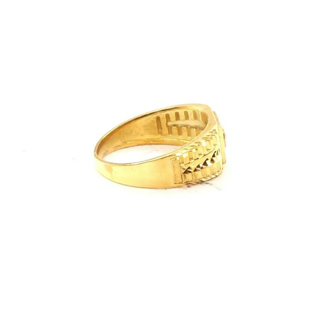 22k Ring Solid Gold Elegant Mens Diamond Cuts Cubic Stone Ring Size R2049 mon