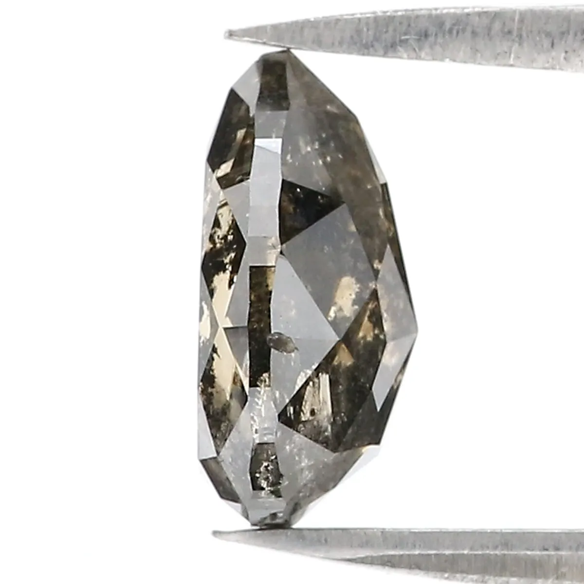 2.47 CT Natural Loose Pear Shape Diamond Salt And Pepper Pear Cut Diamond 9.90 MM Natural Loose Black Grey Color Pear Rose Cut D