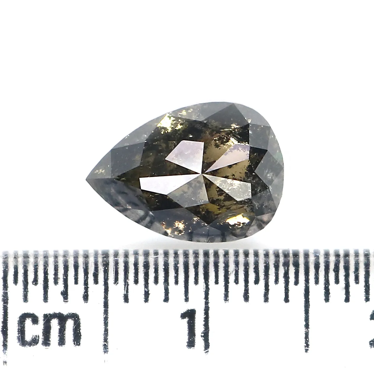 2.47 CT Natural Loose Pear Shape Diamond Salt And Pepper Pear Cut Diamond 9.90 MM Natural Loose Black Grey Color Pear Rose Cut D