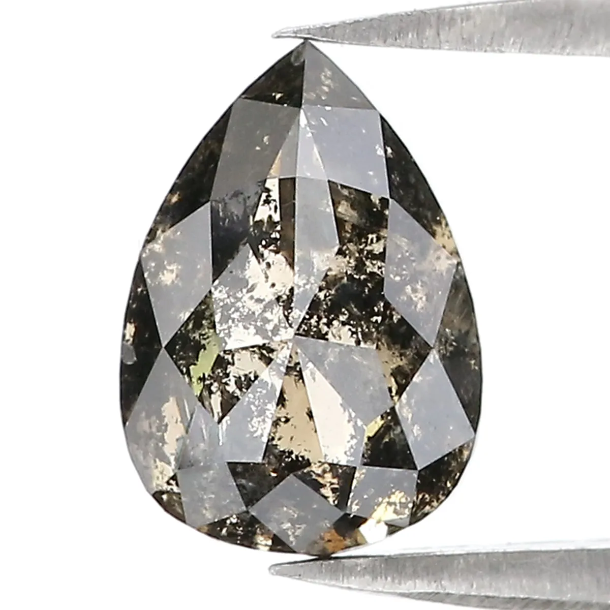 2.47 CT Natural Loose Pear Shape Diamond Salt And Pepper Pear Cut Diamond 9.90 MM Natural Loose Black Grey Color Pear Rose Cut D