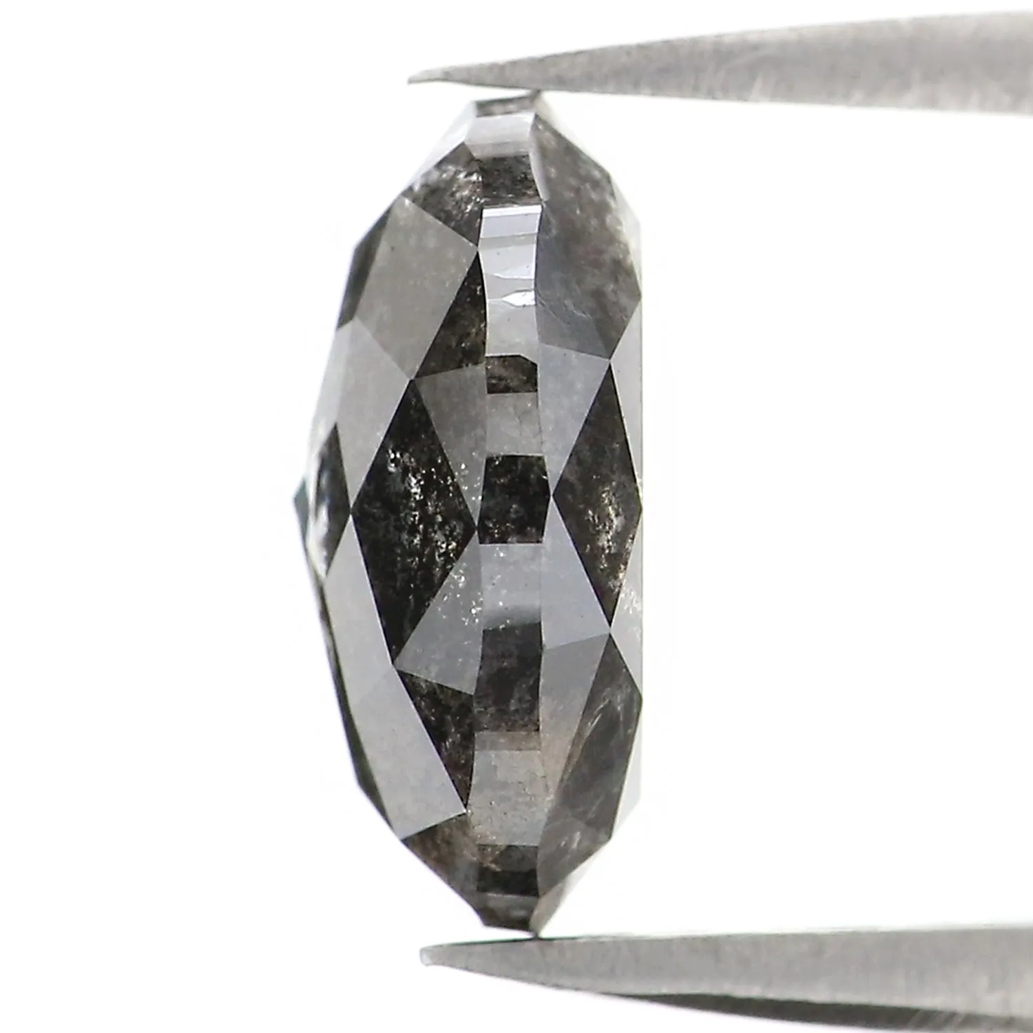 2.73 CT Natural Loose Oval Shape Diamond Salt And Pepper Oval Cut Diamond 9.65 MM Natural Loose Black Grey Color Oval Rose Cut D