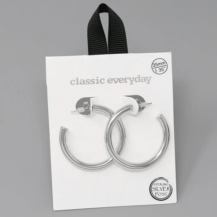 35 MM Tube Metal Hoop Earrings