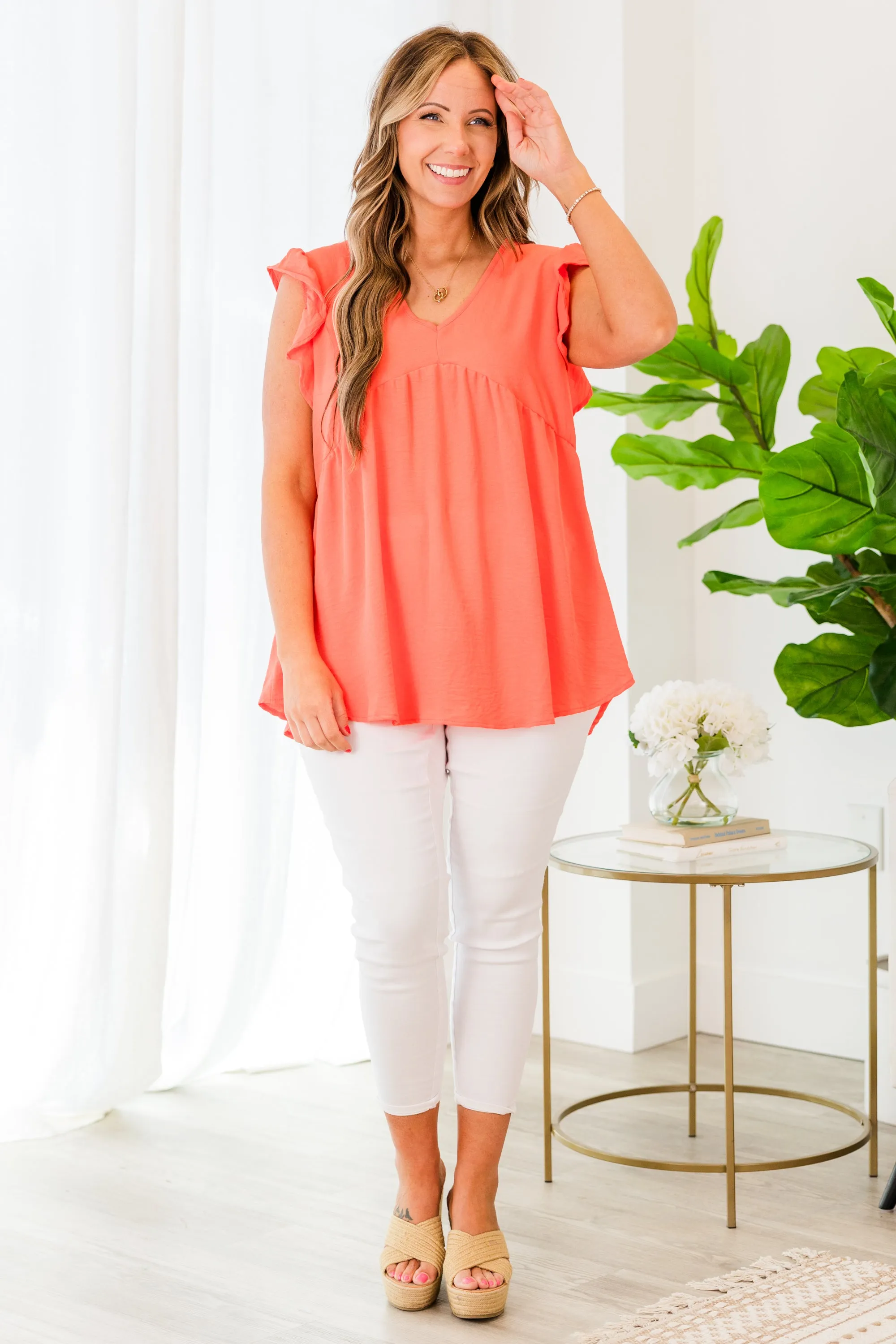 A Fire Within Babydoll Top, Coral