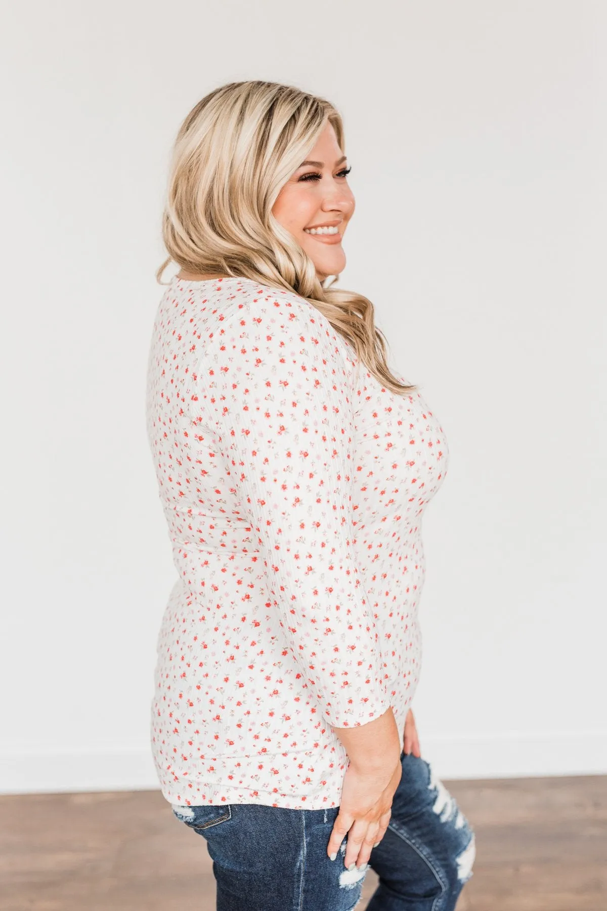 Always By My Side Button Henley Top- Ivory