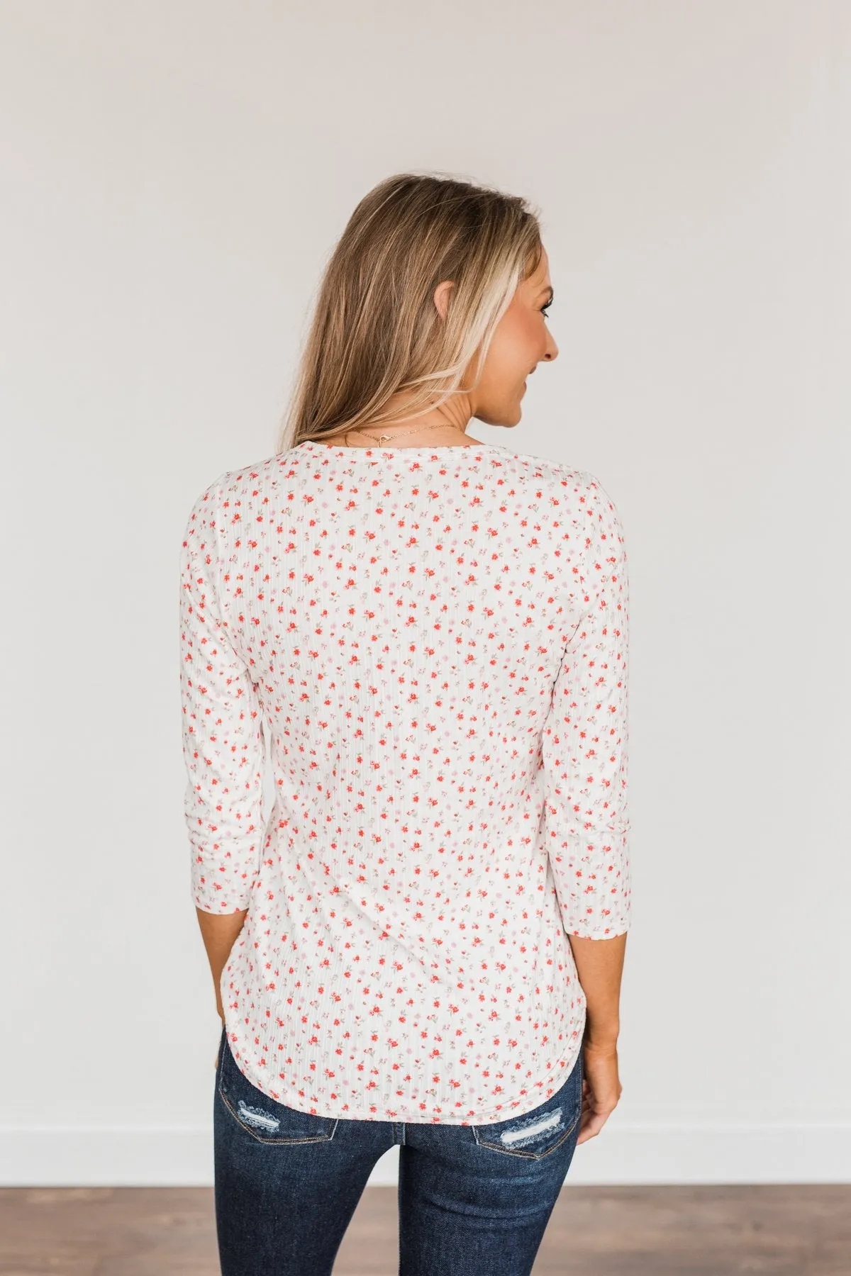 Always By My Side Button Henley Top- Ivory