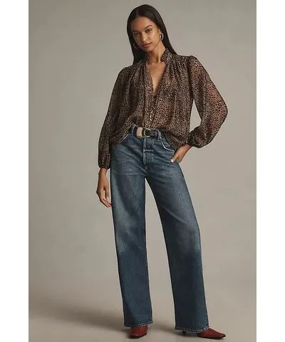 Anthropologie The Estela Sheer Printed Blouse: Burnout Edition