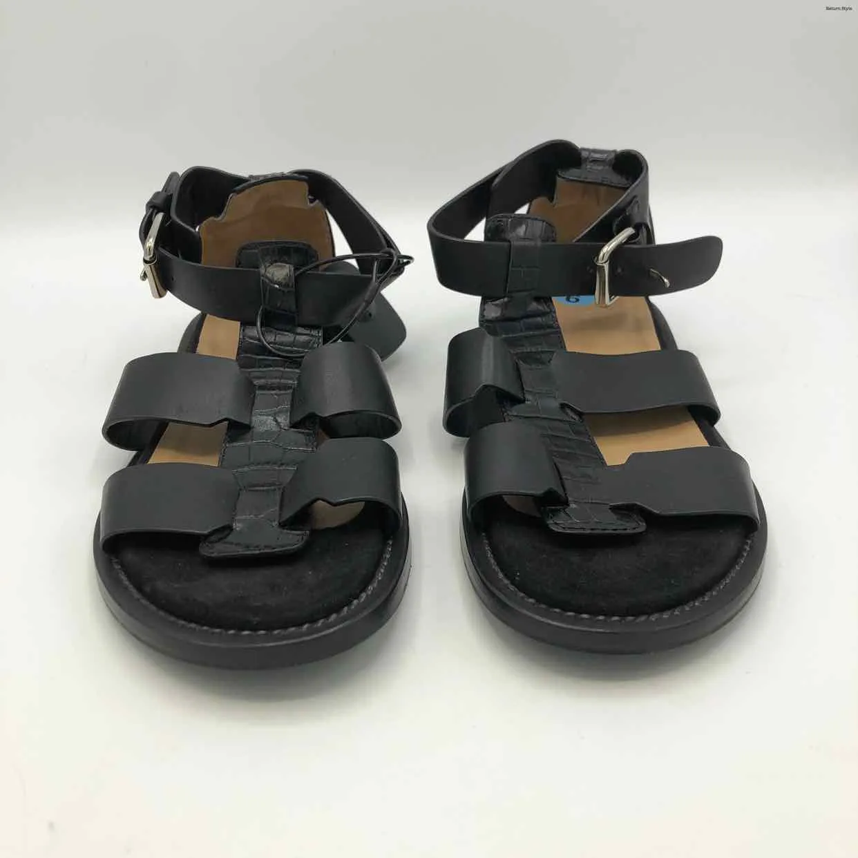 AQUATALIA Black Leather Italian Made Strappy Sandal Shoe Size 6 Shoes