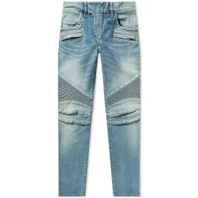 Balmain Tapered Bleach Biker JeanLight Blue