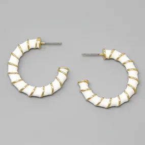 Bamboo Textured Enamel Hoop Earrings