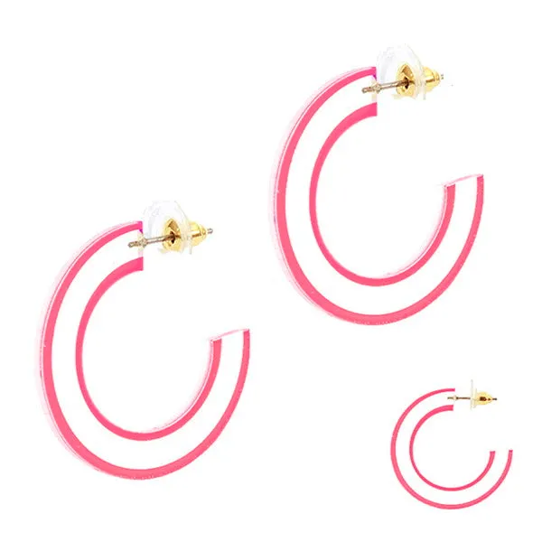 Barbie Theme Acetate Neon Hoop Earrings